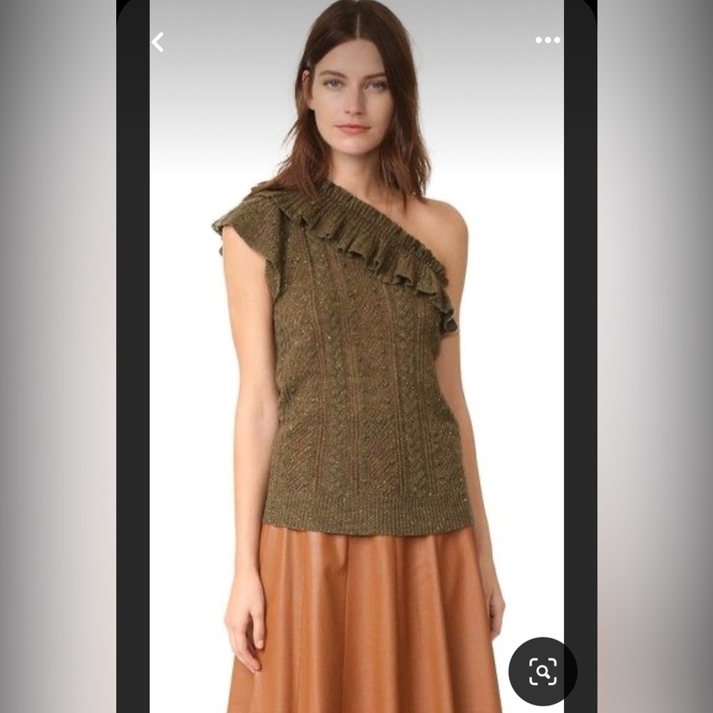 Ulla Johnson Brown One-Shoulder Top 100% cashmere